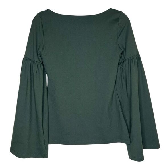 NEW Susana Monaco Bell Sleeve Square Neck Top Hunter Green Small - Picture 7 of 8